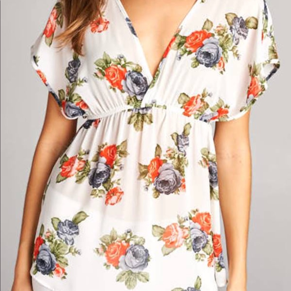 NWT Floral Chiffon Top!